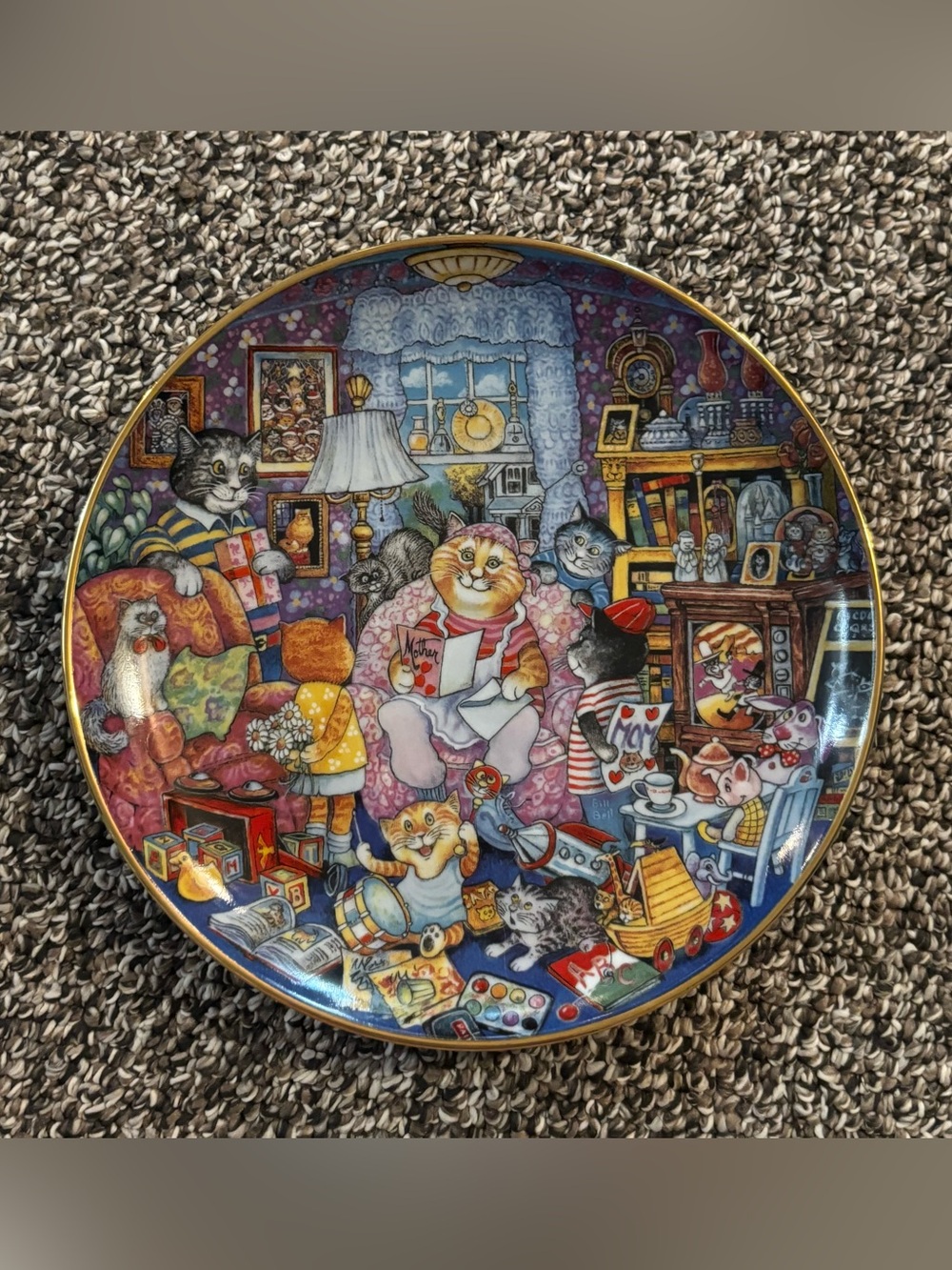 "Purrfect Mom" Collectible Plate - Bill Bell's Holiday Cats Plate - Mother's